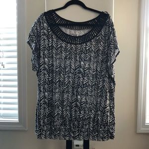 Lane Bryant Chevron Print Cage Neck Shirt